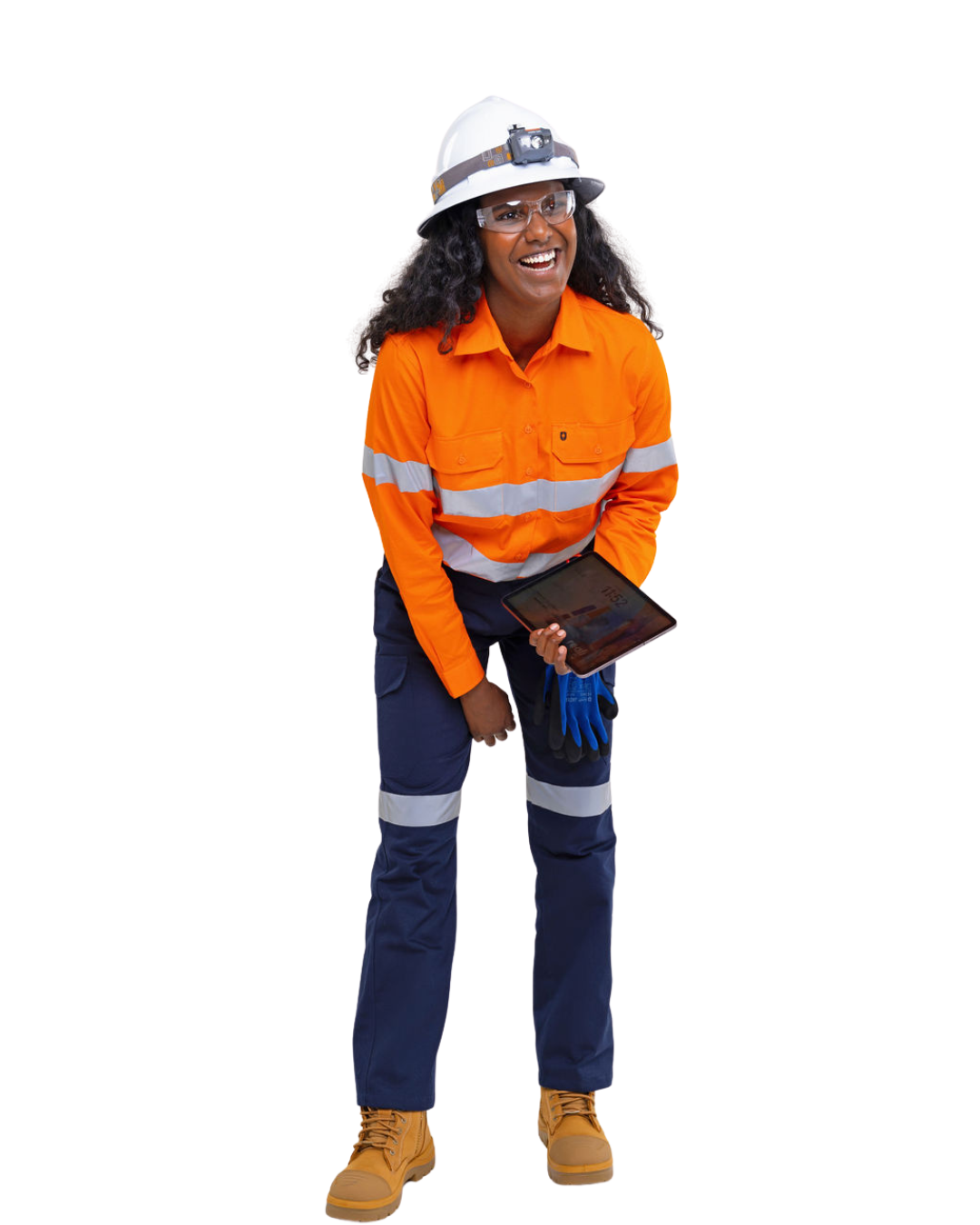 Ladies 300 gsm cotton ripstop cargo pants with 50 mm reflective tape, Velcro closure cargo pockets, seven‑pocket design including ruler pocket, women’s fit and UPF 50+