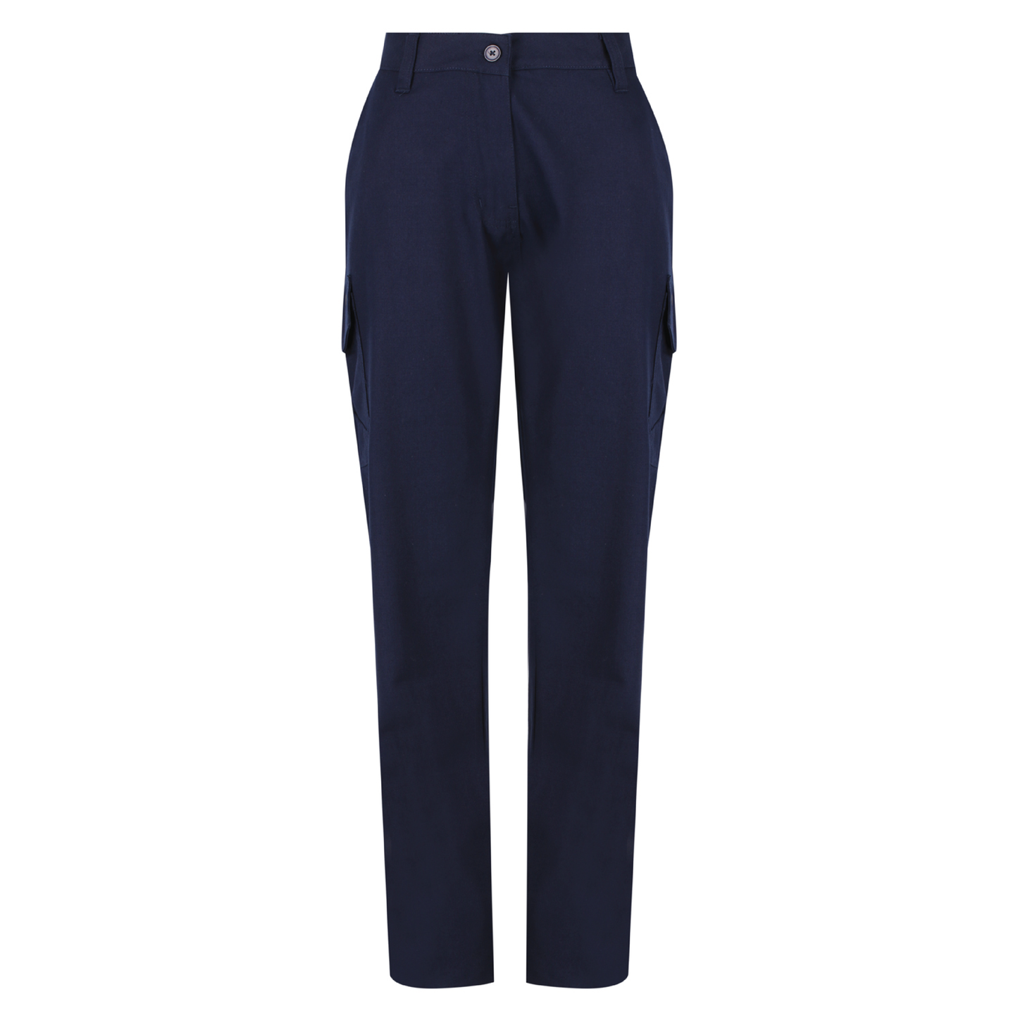 Ladies 300 gsm cotton ripstop cargo pants with Velcro‑closed cargo pockets, seven‑pocket design including ruler pocket and a women’s high‑waist/hip fit