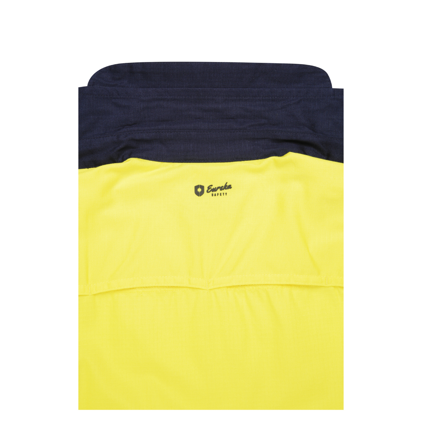 Ladies hi‑vis lightweight 150 gsm ripstop cotton shirt in yellow/navy; reflective tape; vented underarms/back; modern tapered fit; extended sun‑protection collar