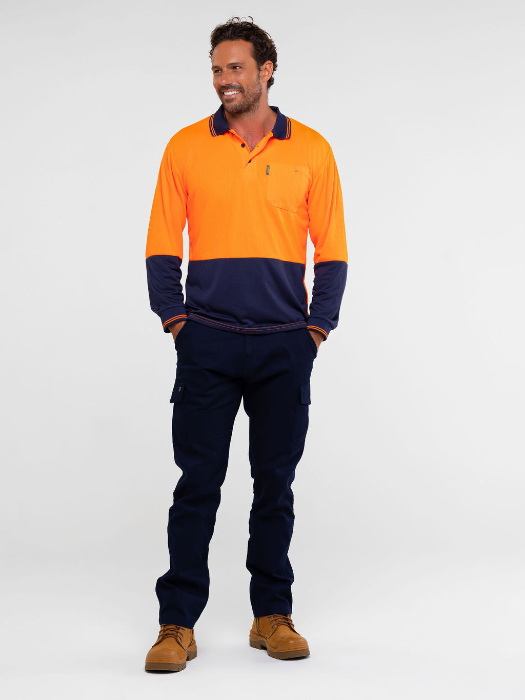 Men’s 300 gsm cotton ripstop cargo pants with Velcro‑flap pockets, ruler pocket, modern tapered fit, double‑stitched seams and UPF 50+ compliance