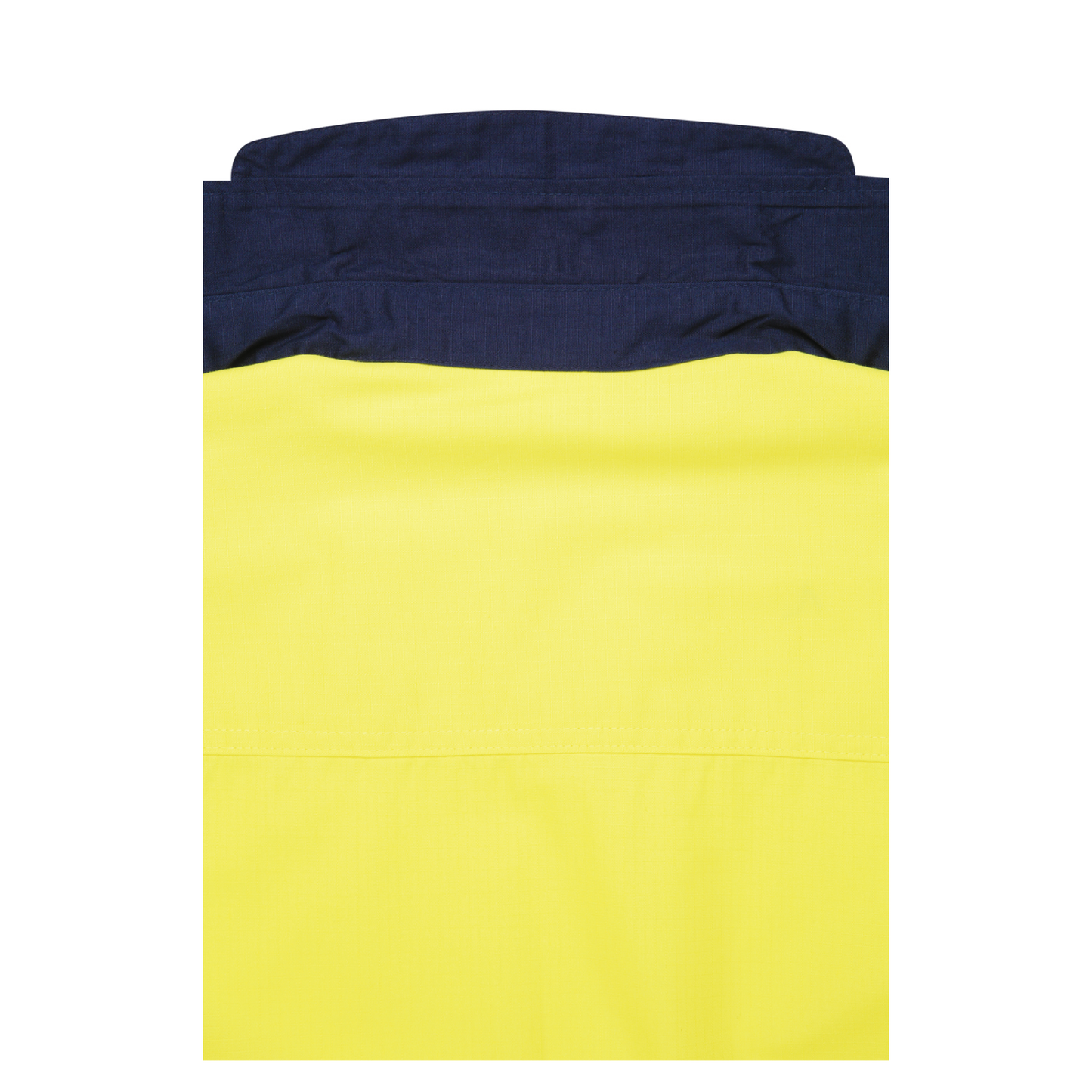 Men’s hi‑vis regular‑weight 190 gsm cotton drill long‑sleeve shirt in yellow/navy with reflective tape, extended sun‑protection collar and modern tapered fit for day/night use