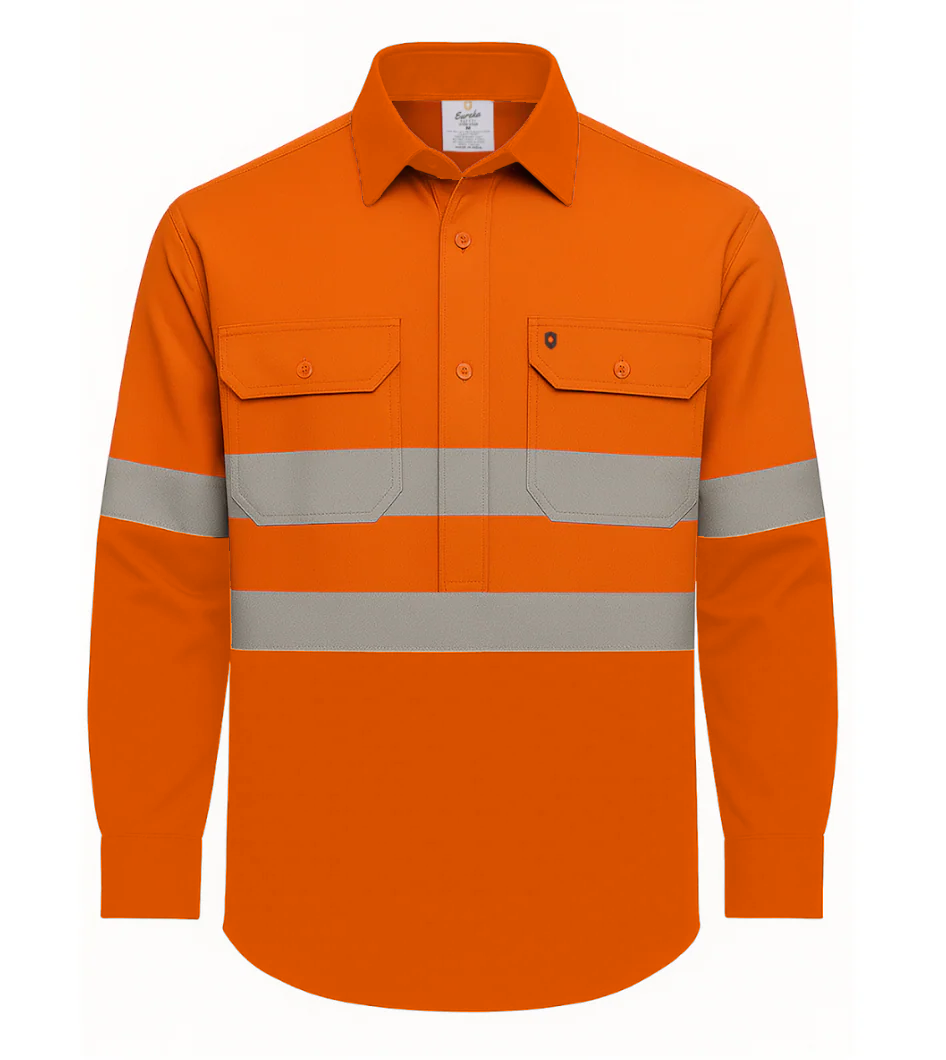 Mens Hi-Vis Closed Front Ripstop Cotton Shirt