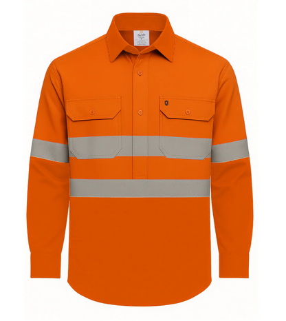 Mens Hi-Vis Closed Front Ripstop Cotton Shirt