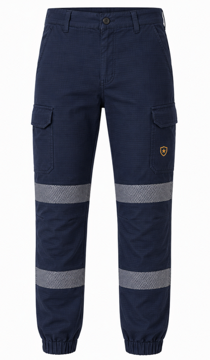 Men's Cuffed Cotton Stretch Cargo Pants with Tape