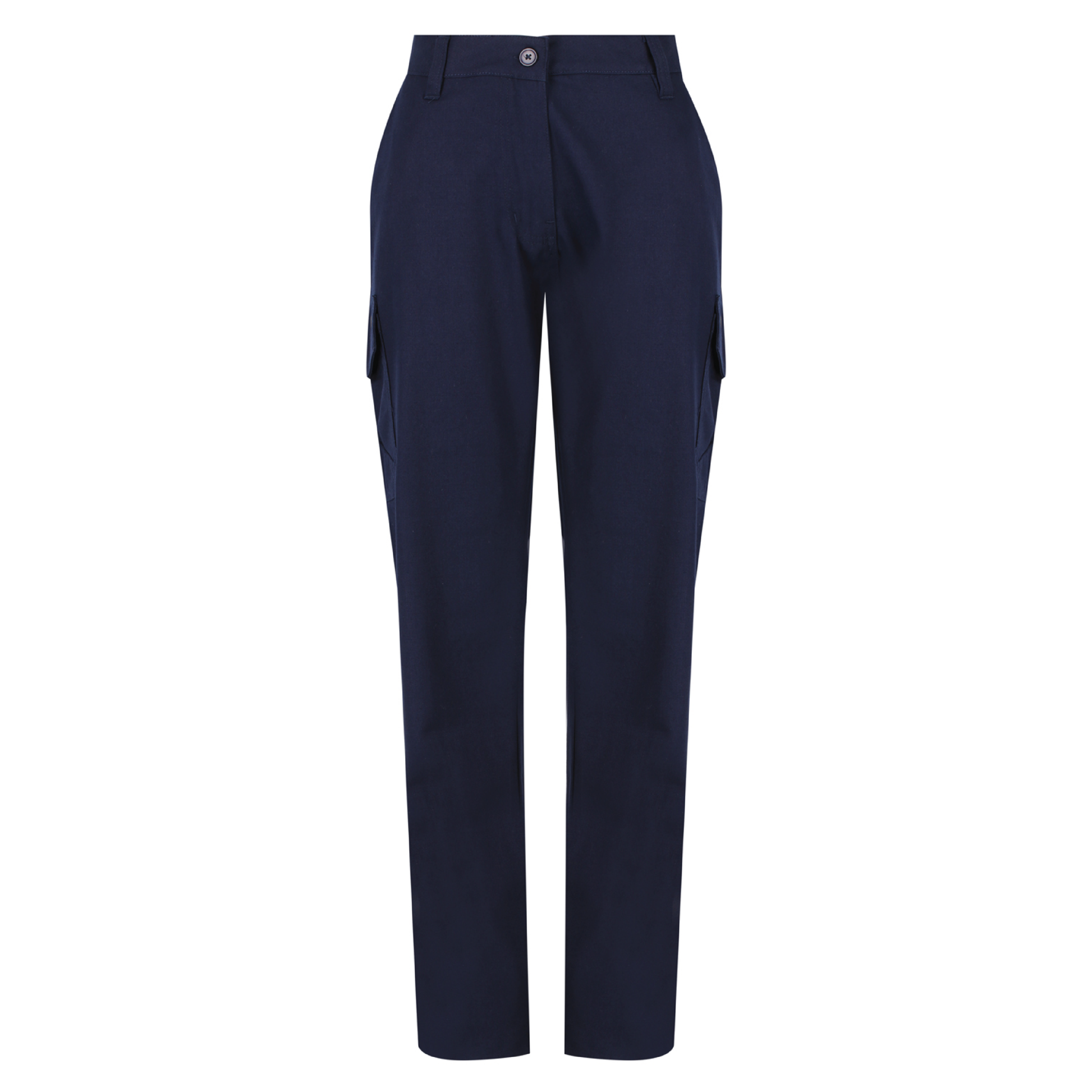 Ladies 300 gsm cotton ripstop cargo pants with Velcro‑closed cargo pockets, seven‑pocket design including ruler pocket and a women’s high‑waist/hip fit