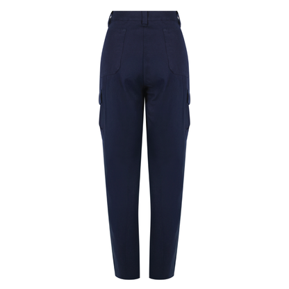 Ladies 300 gsm cotton ripstop cargo pants with Velcro‑closed cargo pockets, seven‑pocket design including ruler pocket and a women’s high‑waist/hip fit