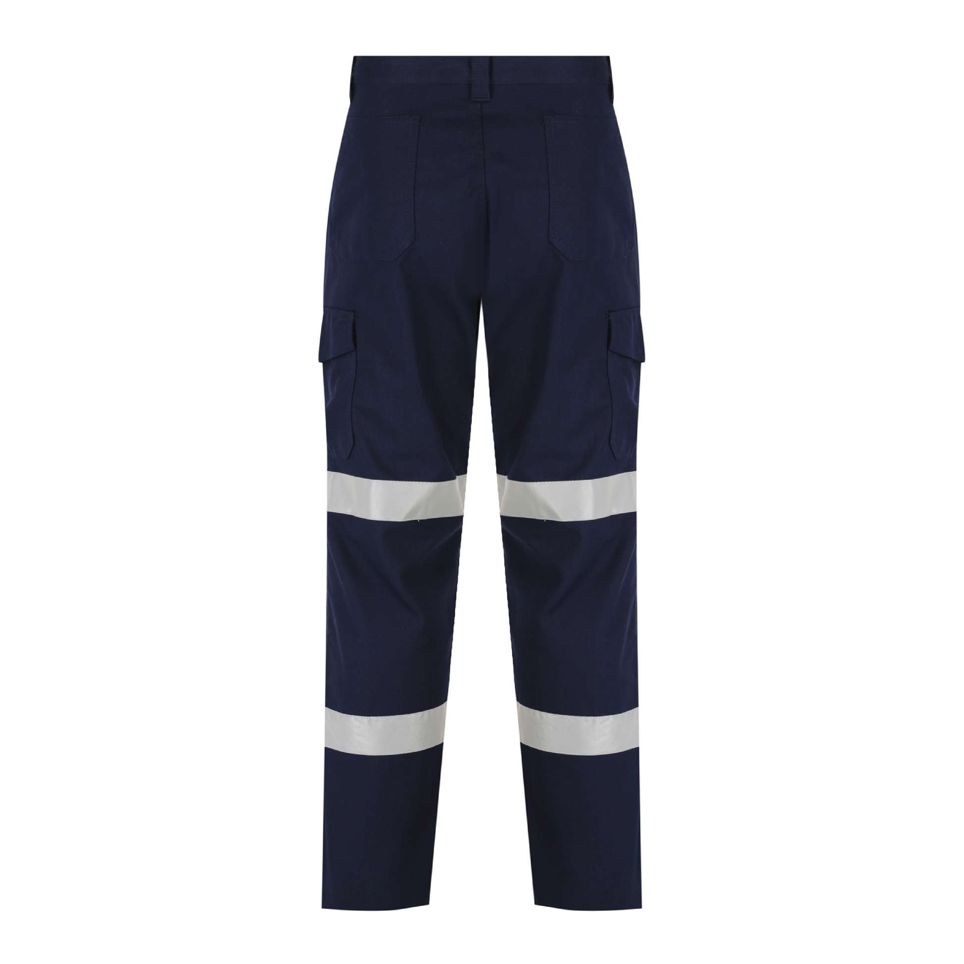Men’s cotton ripstop cargo pants with bio‑motion reflective tape design; Velcro‑flap cargo pockets; ruler pocket; modern tapered fit; double‑stitched seams